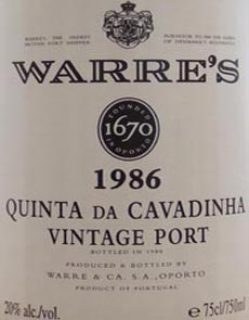 1986 Warres Quinta Da Cavadinha Vintage Port 1986