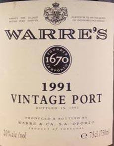 1991 Warres Vintage Port 1991 (half bottle)