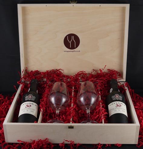 Taylors 60 years of Port (35cl) and two Taylors Port glasses. 